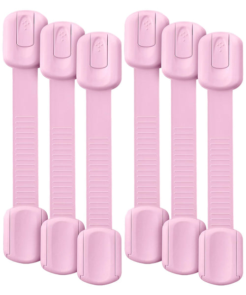 Bates- Child Safety Strap Locks 6 Pack Pink Baby Cabinet Locks Toilet Locks Baby Proof Child Proof Drawer Locks Cabinet Baby Locks for Cabinets Child Proof Cabinet Locks Drawer Child Locks