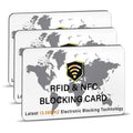 SaiTech IT 3 Pack RFID Blocking Card NFC Contactless Debit/Credit Card ATM Passport Protector ideal for Men & women slim with World map design perfectly fit in wallet(White)