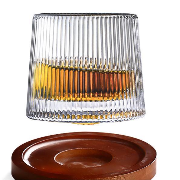 Thick Crystal Whiskey Glasses with Spinning Tops Design