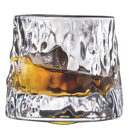 Thick Crystal Whiskey Glasses with Spinning Tops Design