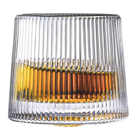 Thick Crystal Whiskey Glasses with Spinning Tops Design