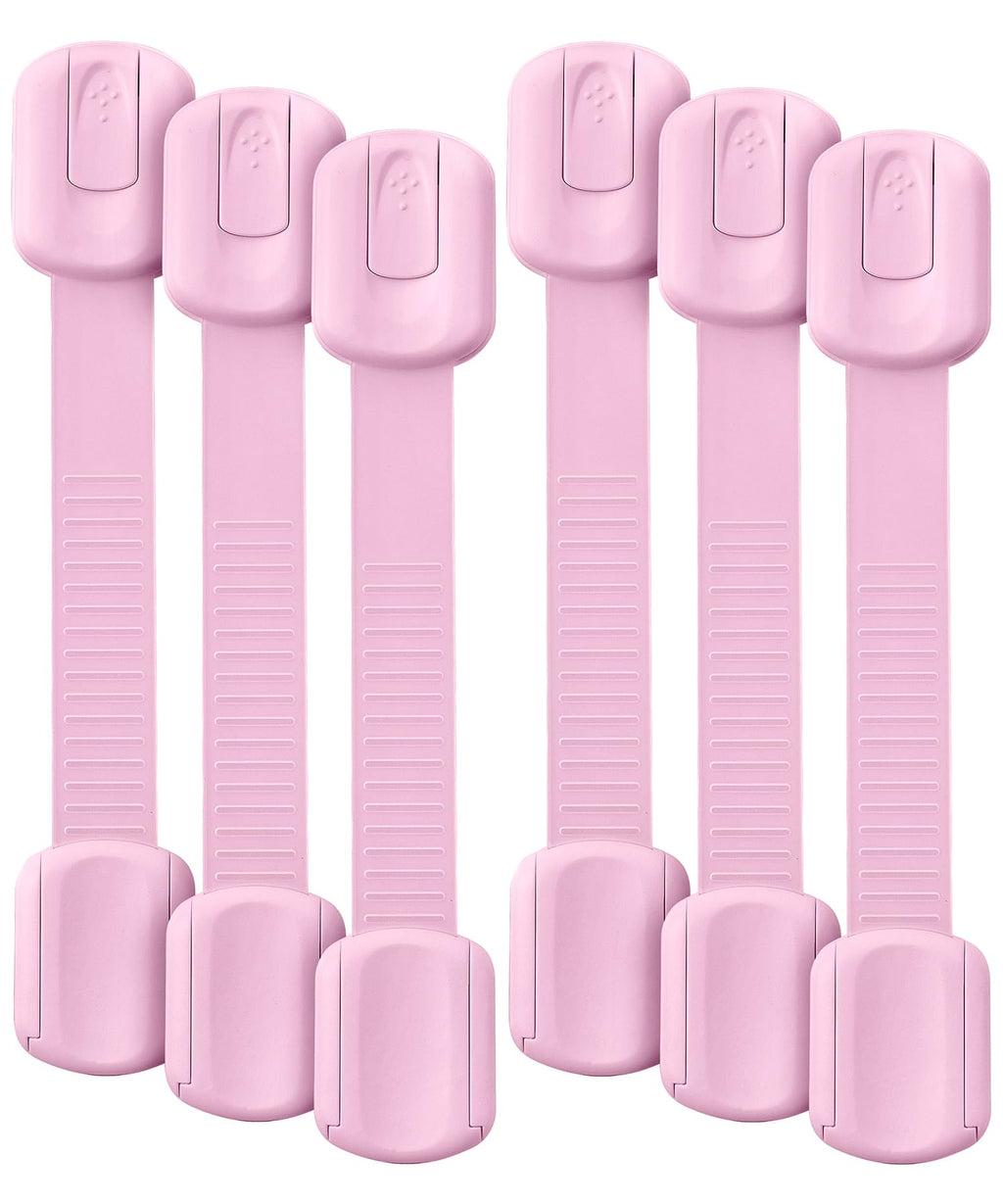 Bates- Child Safety Strap Locks 6 Pack Pink Baby Cabinet Locks Toilet Locks Baby Proof Child Proof Drawer Locks Cabinet Baby Locks for Cabinets Child Proof Cabinet Locks Drawer Child Locks